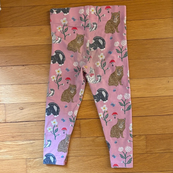 Mini Boden 2-3Y Fun Leggings Pink Floral Cat Kitten Flowers Print - Picture 5 of 8